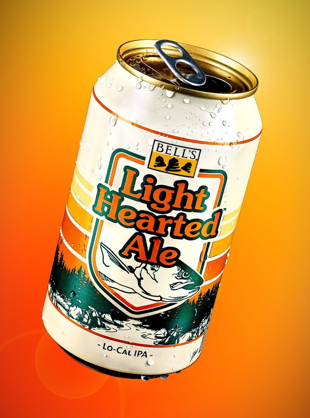 Bell’s Light Hearted Ale can on orange
