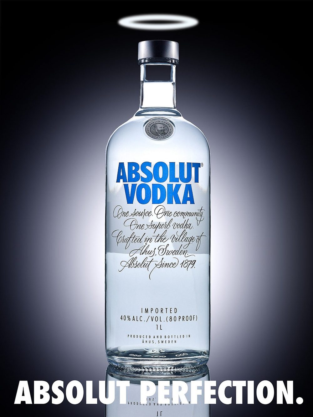 Absolut Vodka bottle with a halo