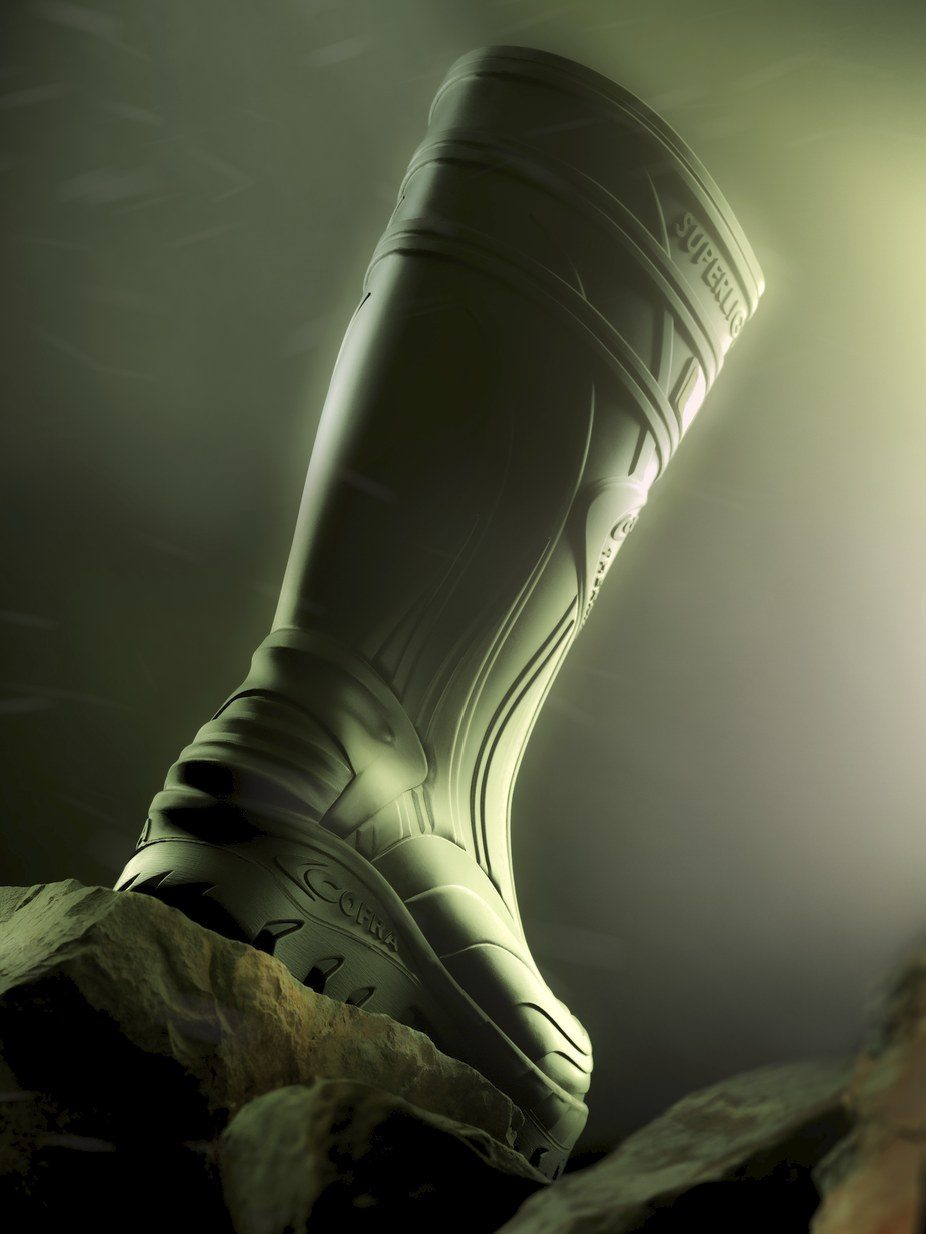 Green Cofra work boot, studio product shot